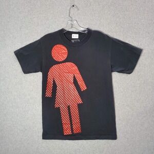 VINTAGE Girl Skateboards Men Shirt Small Black Big Logo Graphic Skater Y2K Tee